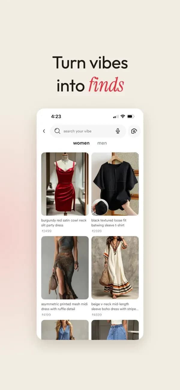 Official shoppin App Store graphic showing clothing discovery results