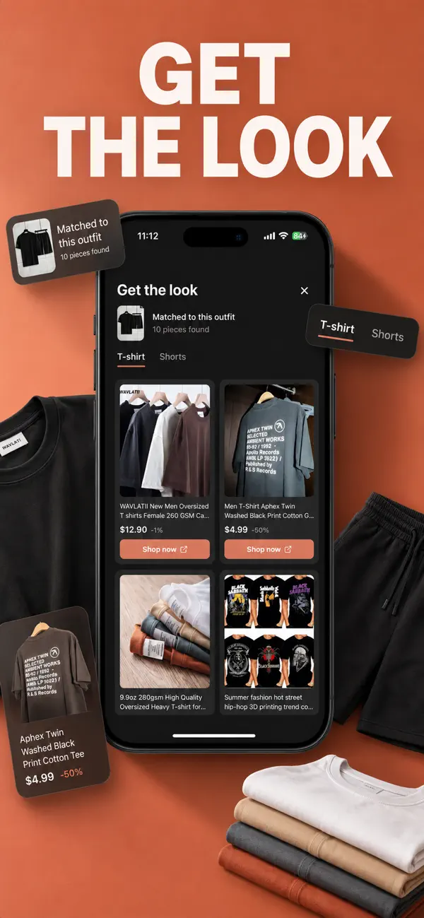 TryAnyOutfit Get the Look screen with visually matched shopping items
